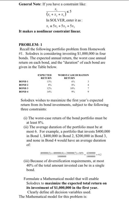 Solved General Note: If you have a constraint like: | Chegg.com