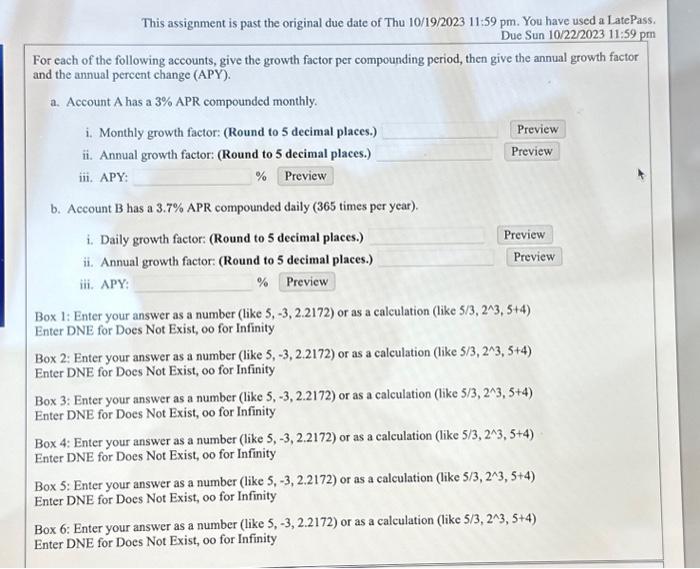 Solved This assignment is past the original due date of Thu | Chegg.com