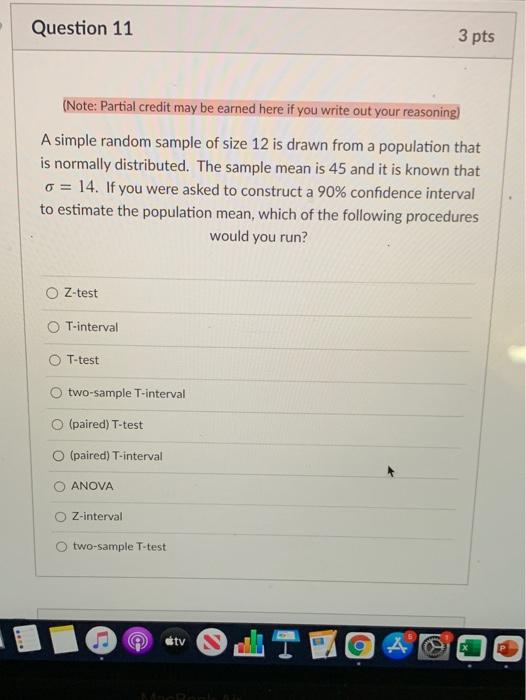 Solved Question 11 3 pts (Note: Partial credit may be earned | Chegg.com
