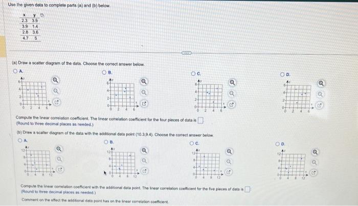 Solved Use the given data to complete parts (a) and (b) | Chegg.com