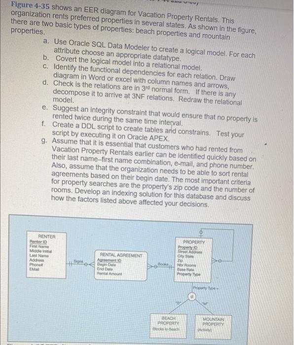 Solved Figure 4-35 Shows An EER Diagram For Vacation | Chegg.com