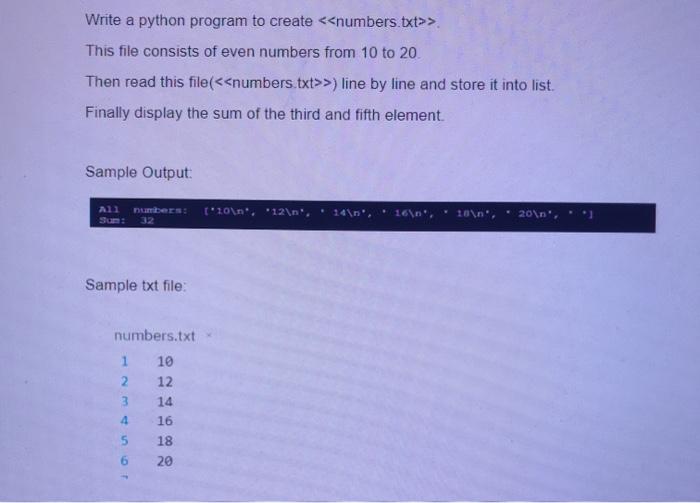 Solved Write a python program to create This file | Chegg.com
