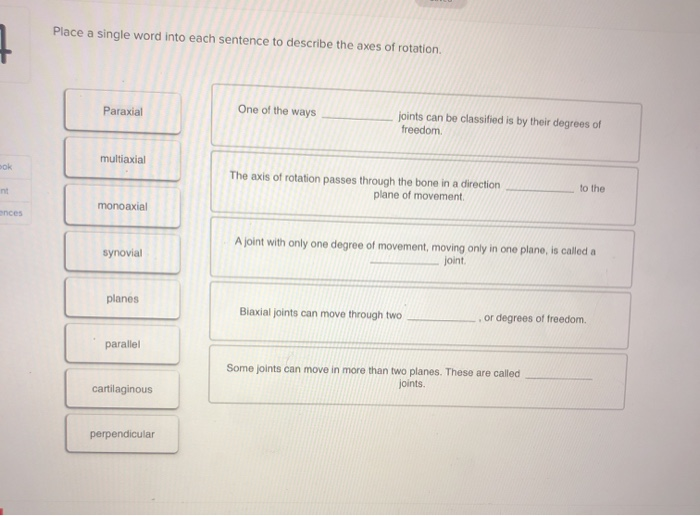 Sentence Using Rotation Solved Place a single word into each send it to describe the | Chegg.com
