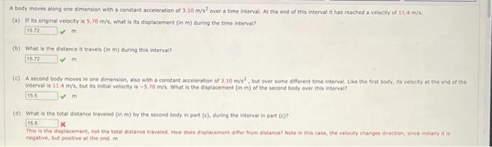 Solved A body moves along one dimension with a constant | Chegg.com