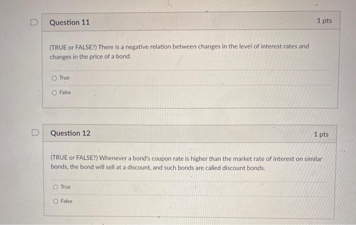 Solved Question 1 1 pts (TRUE or FALSE?) The yield to | Chegg.com
