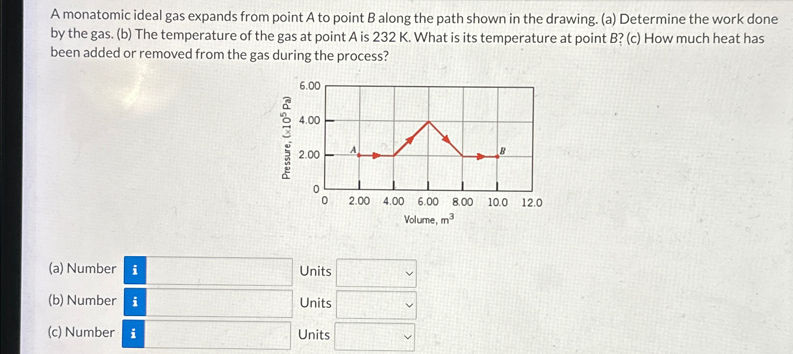 Solved A Monatomic Ideal Gas Expands From Point A ﻿to Point | Chegg.com