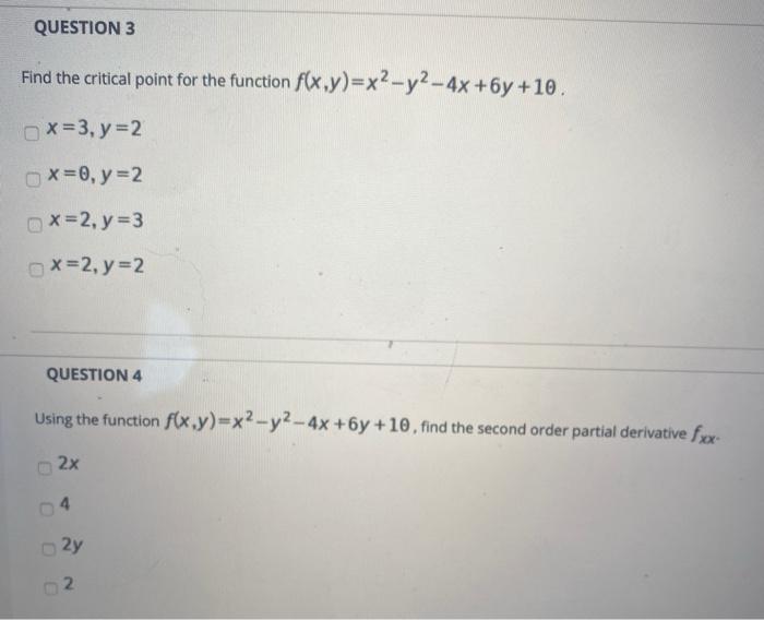 Solved Question 1 For The Function F X Y X2 Y2 4x 6y