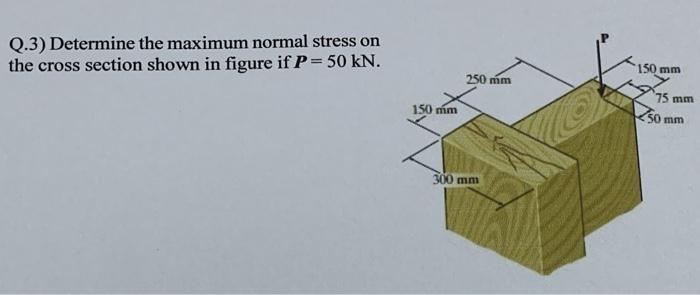 Solved Q.3) Determine the maximum normal stress on the cross | Chegg.com