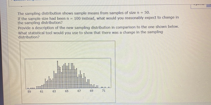Solved N QUESTION 20 The sampling distribution shows sample | Chegg.com