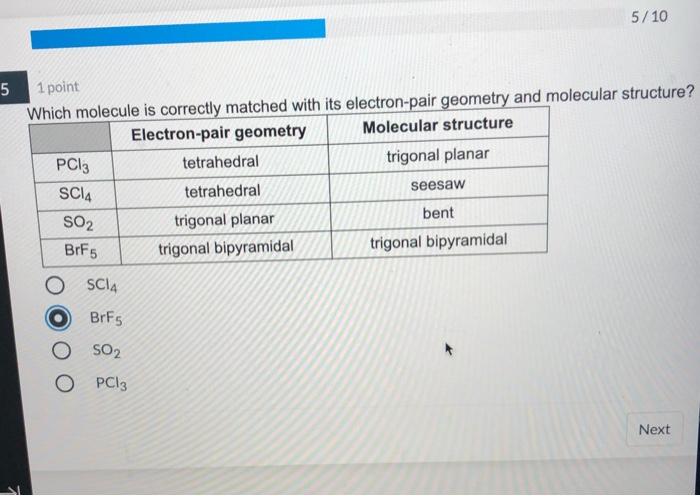 Solved 1 1 point Which set of bond angles are the correct | Chegg.com
