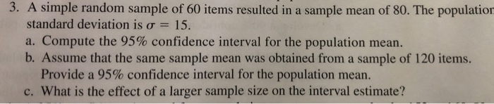 Solved 3. A simple random sample of 60 items resulted in a | Chegg.com