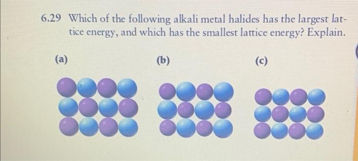 Solved 6.29 Which of the following alkali metal halides has | Chegg.com
