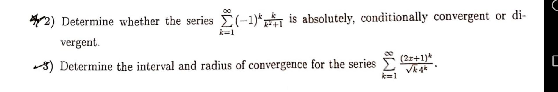 Solved ه2 Determine Whether The Series ∑k 1∞ −1 Kk2 1k Is