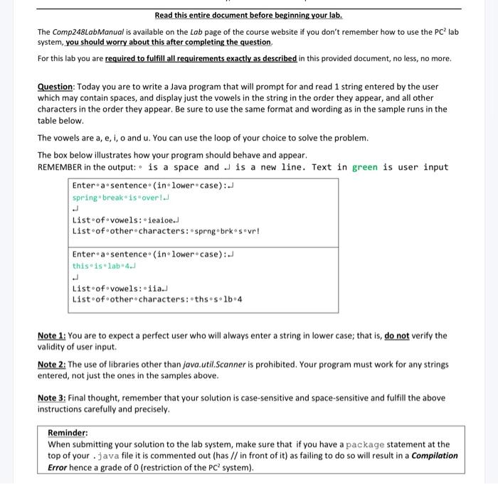 Solved Read this entire document before beginning your lab. | Chegg.com