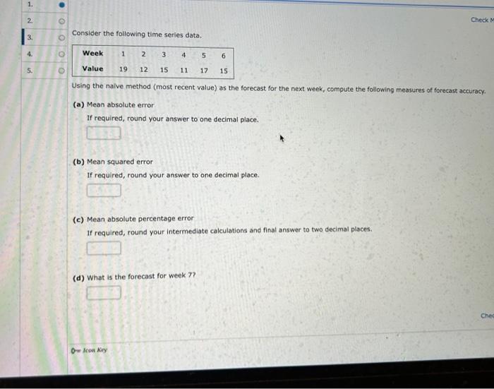 Solved Consider the following time series data. Using the | Chegg.com