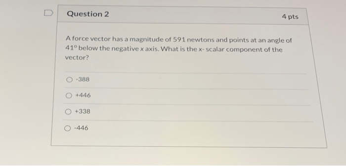 Solved Question 2 4 Pts A Force Vector Has A Magnitude Of Chegg Com