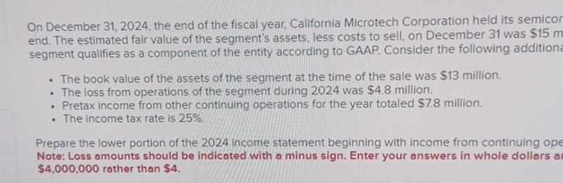 Solved On December 31, 2024, ﻿the End Of The Fiscal Year, | Chegg.com