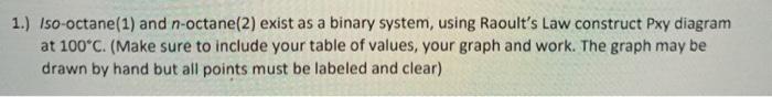 Solved 1.) Iso-octane(1) and n-octane(2) exist as a binary | Chegg.com