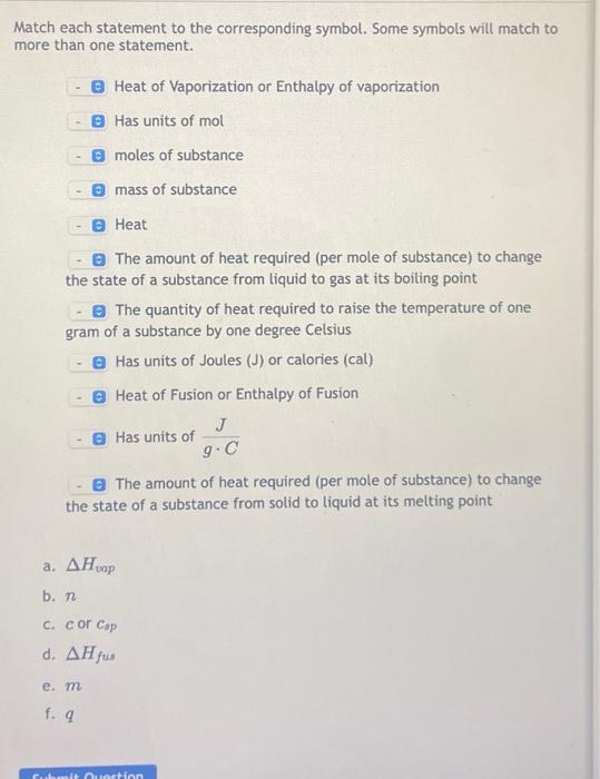 Solved Match Each Statement To The Corresponding Symbol. | Chegg.com