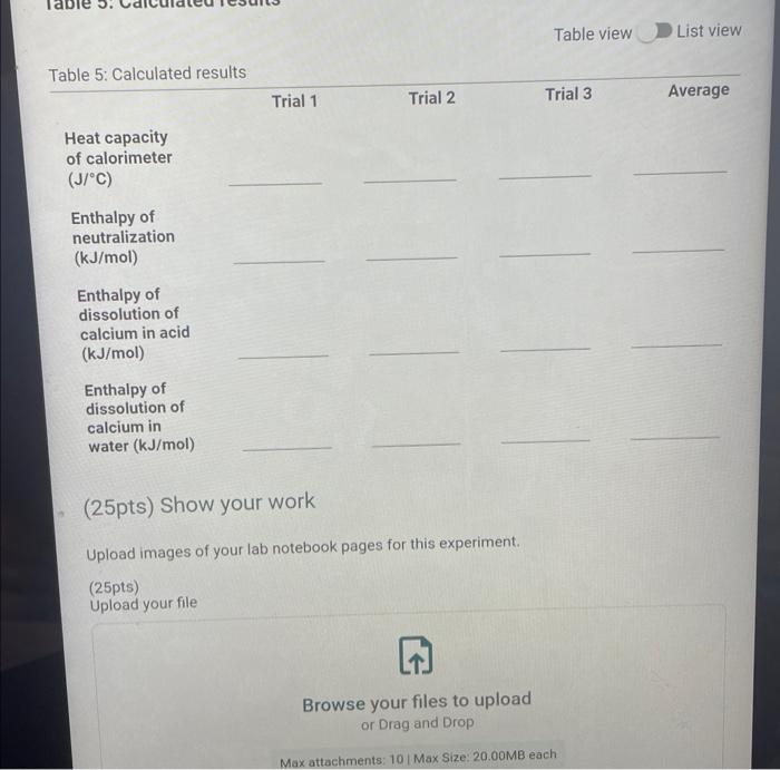 Solved PostLab 2 Calorimetry and Hess's Law (5pts)