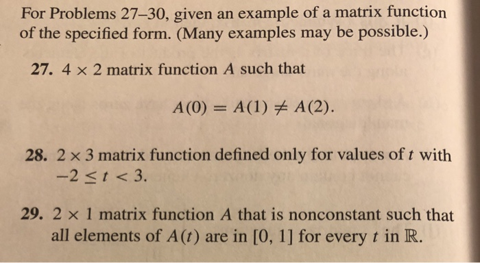 Solved For Problems 27–30, given an example of a matrix | Chegg.com