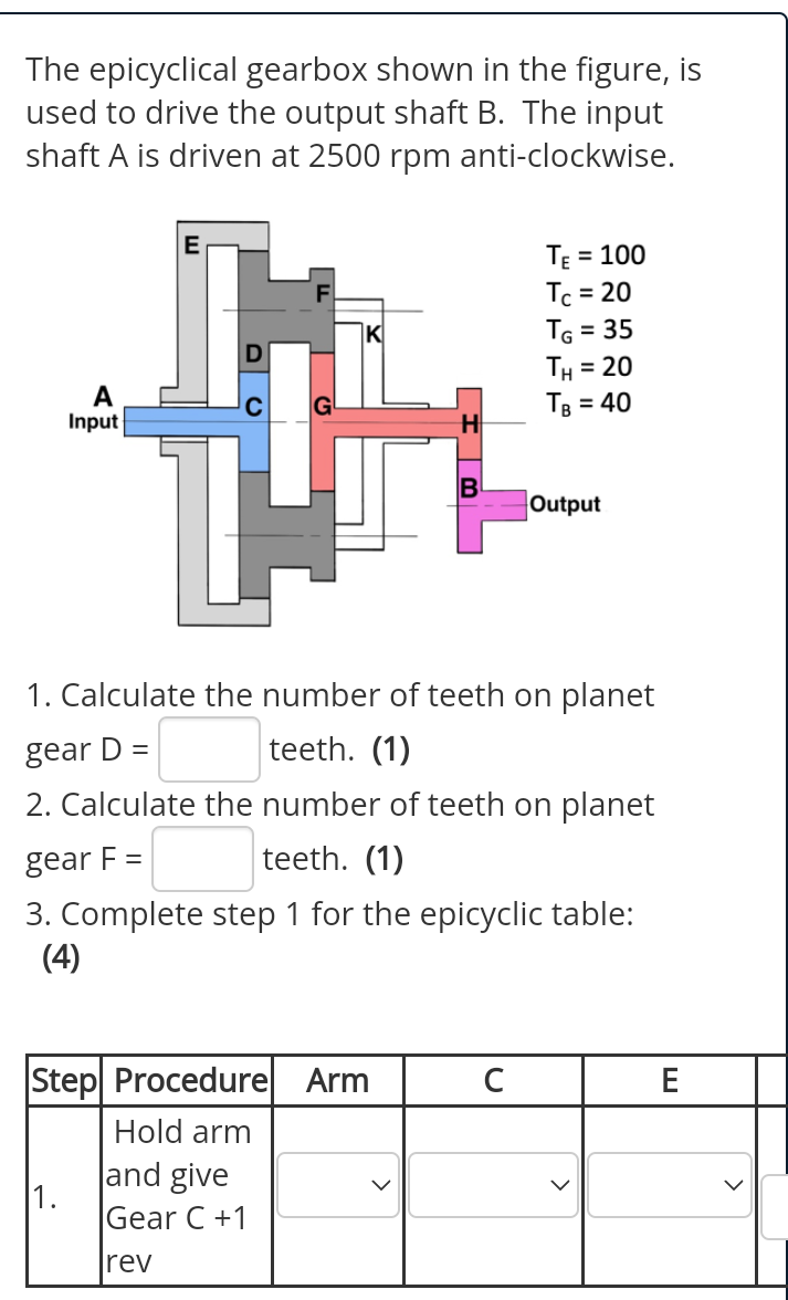 Solved The epicyclical gearbox shown in the figure, is used | Chegg.com