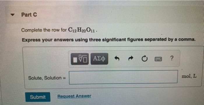 Solved Part Complete the row for C12H22011. Express your Chegg