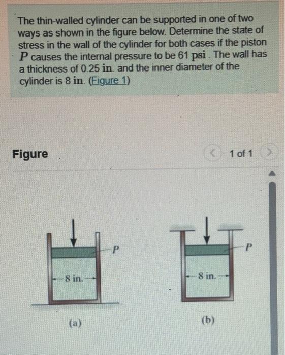 Solved The Thin-walled Cylinder Can Be Supported In One Of | Chegg.com