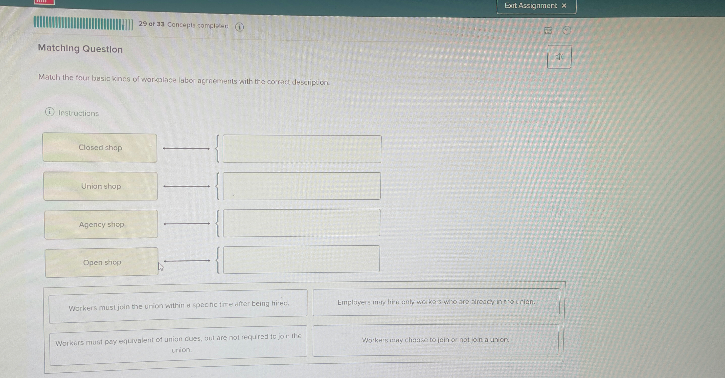 Solved Exit Assignment x29 ﻿of 33 ﻿Concepts completed | Chegg.com