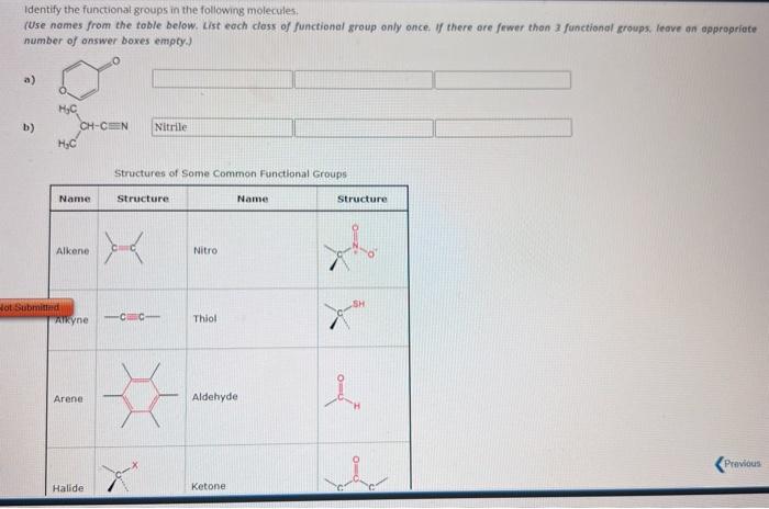 Solved Identify The Functional Groups In The Following | Chegg.com