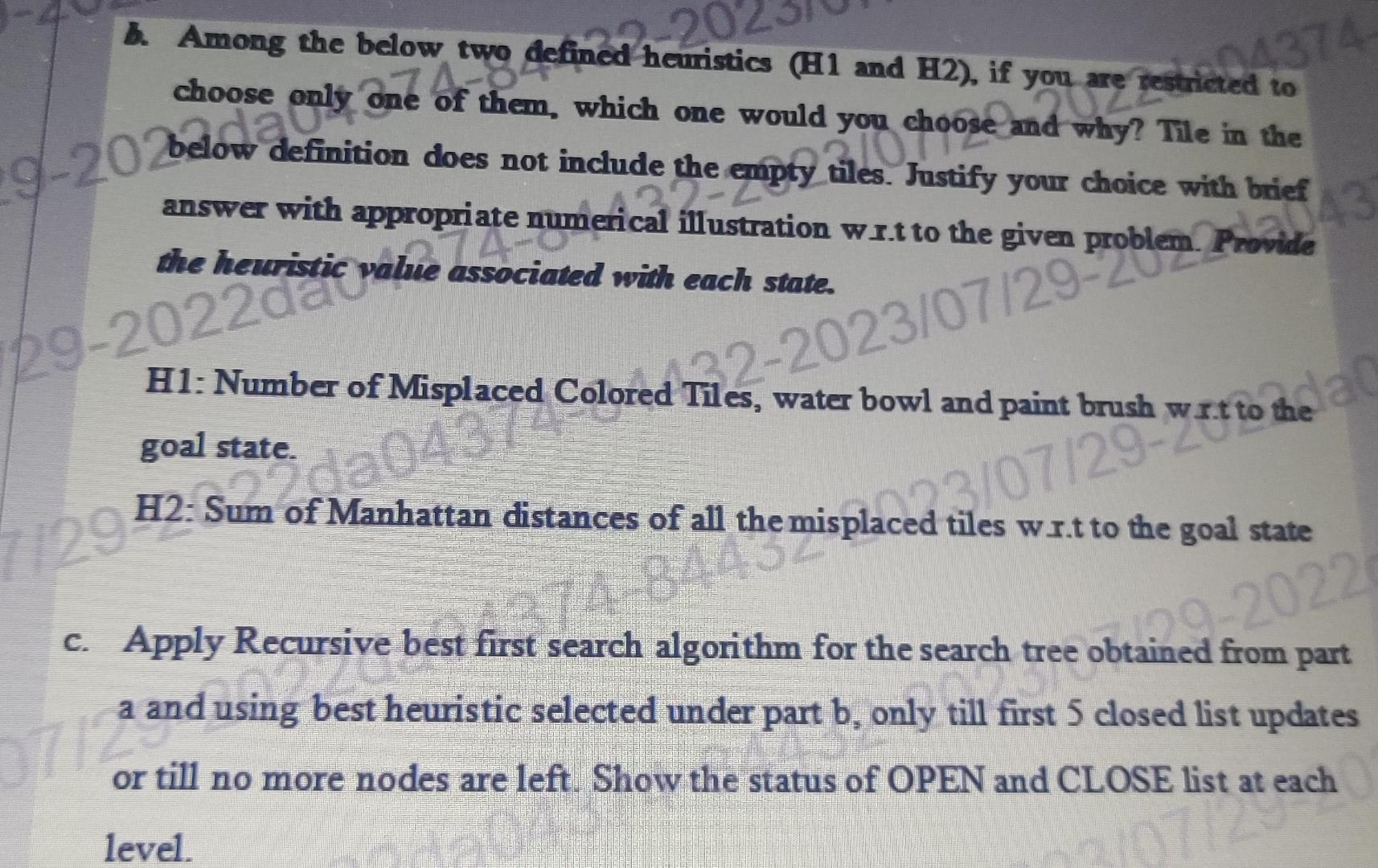 Solved Consider the below initial and goal state of the | Chegg.com