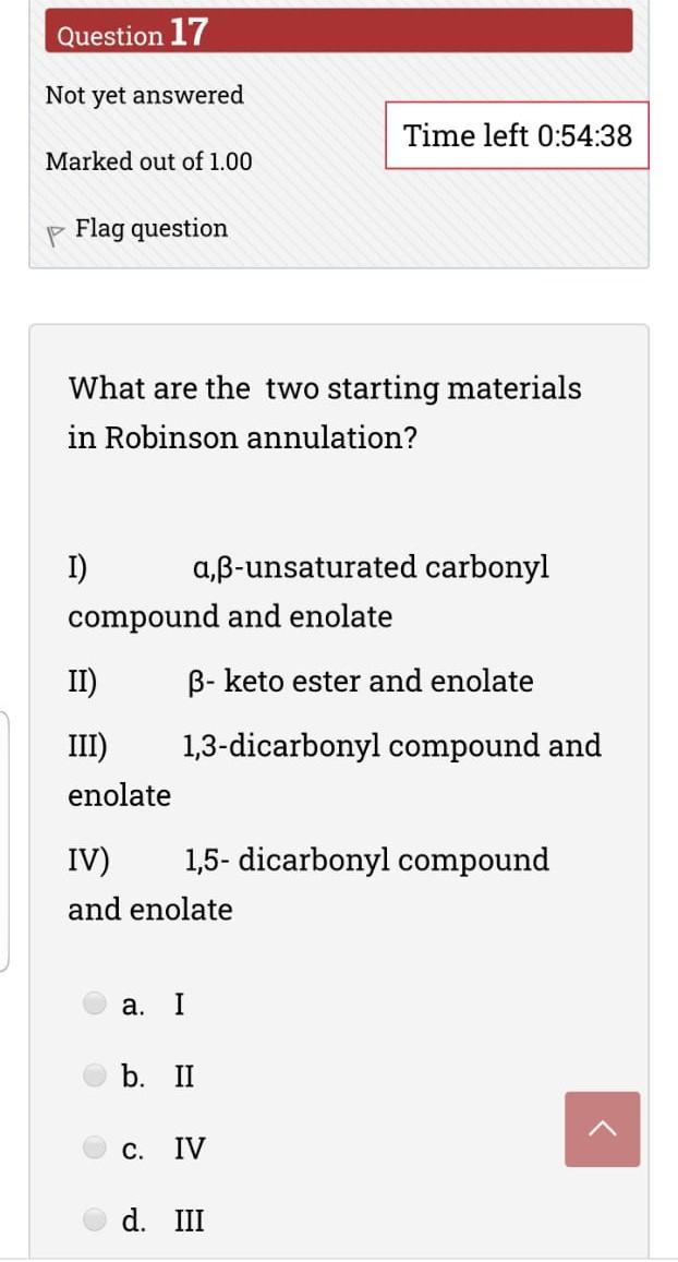 Solved Question 17 Not yet answered Time left 0:54:38 Marked 