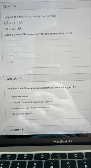 Solved Suppose the demand and supply functions are: | Chegg.com