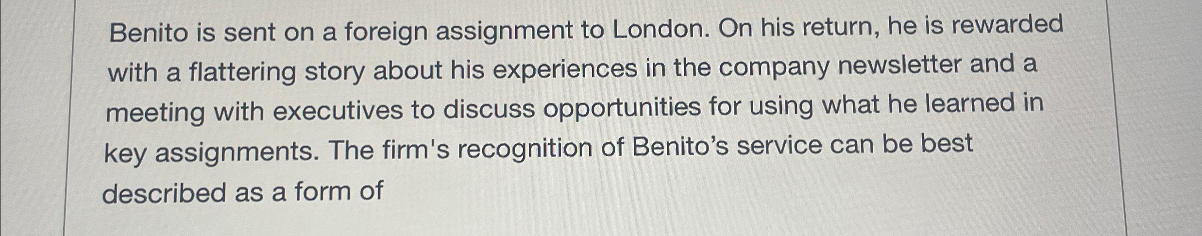 benito is sent on a foreign assignment to london