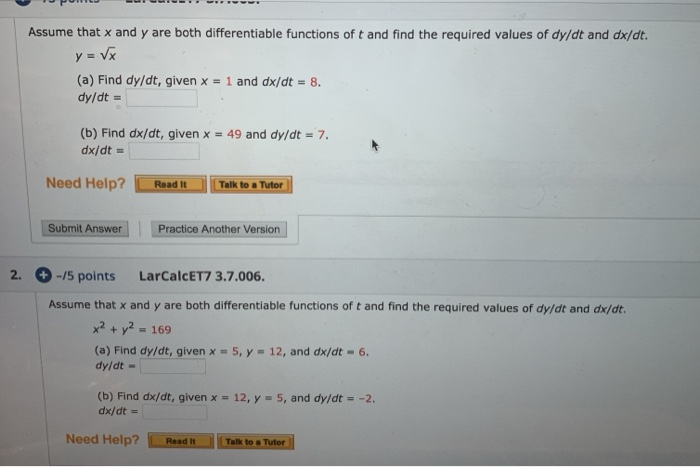 Solved Assume That X And Y Are Both Differentiable Functions