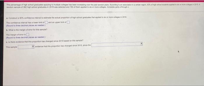 Solved The percentage of high school graduates cong to | Chegg.com