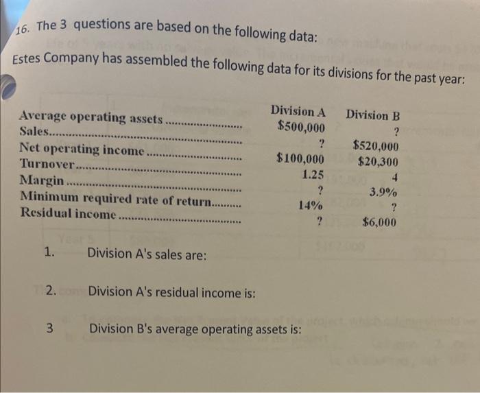 Solved 16. The 3 questions are based on the following data: | Chegg.com