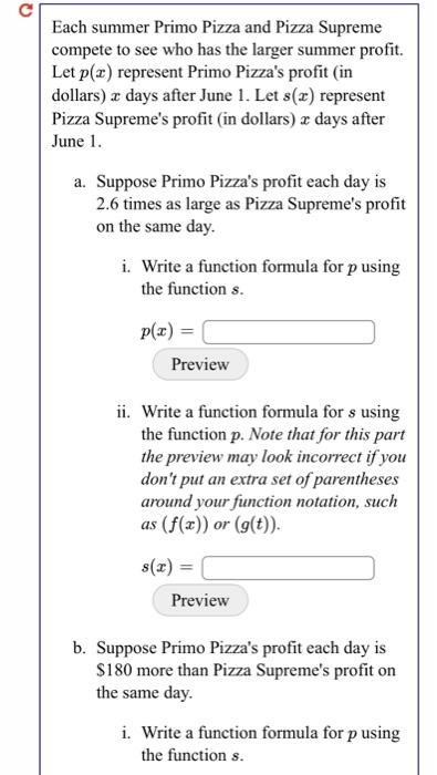 Solved ach summer Primo Pizza and Pizza Supreme ompete to | Chegg.com