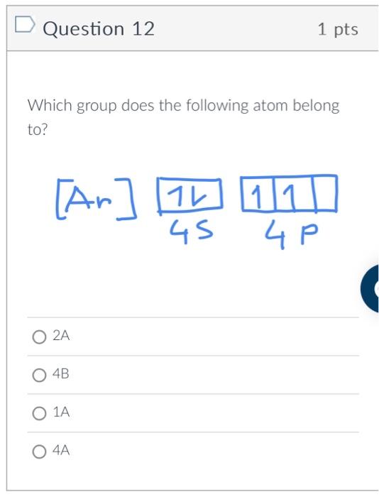 Solved What are the 4 quantum numbers for 4p1 electron? Chegg com