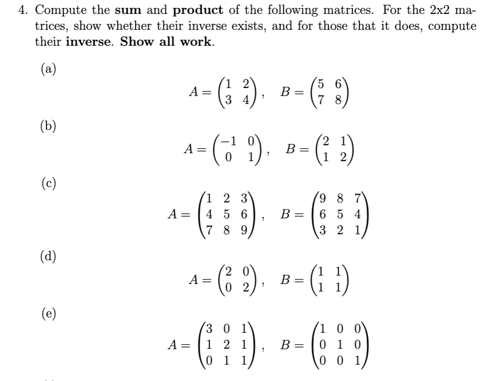 Solved Compute the sum and product of the following | Chegg.com