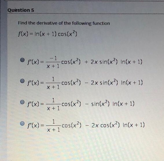 find the derivative of following function sin x cos x