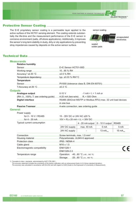 E+E - EE160 HVAC Humidity and Temperature Sensor