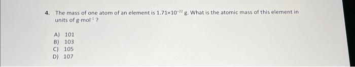 mass of one atom of an element is called