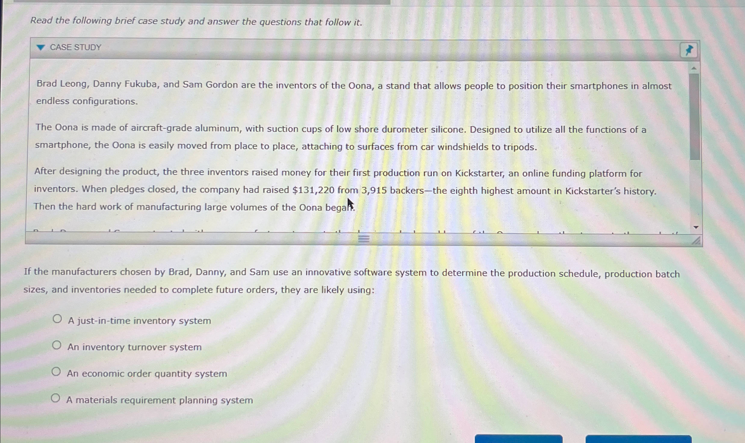 Solved Read the following brief case study and answer the | Chegg.com