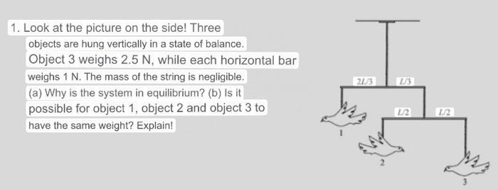 Solved Look at the picture on the side! Three objects are | Chegg.com