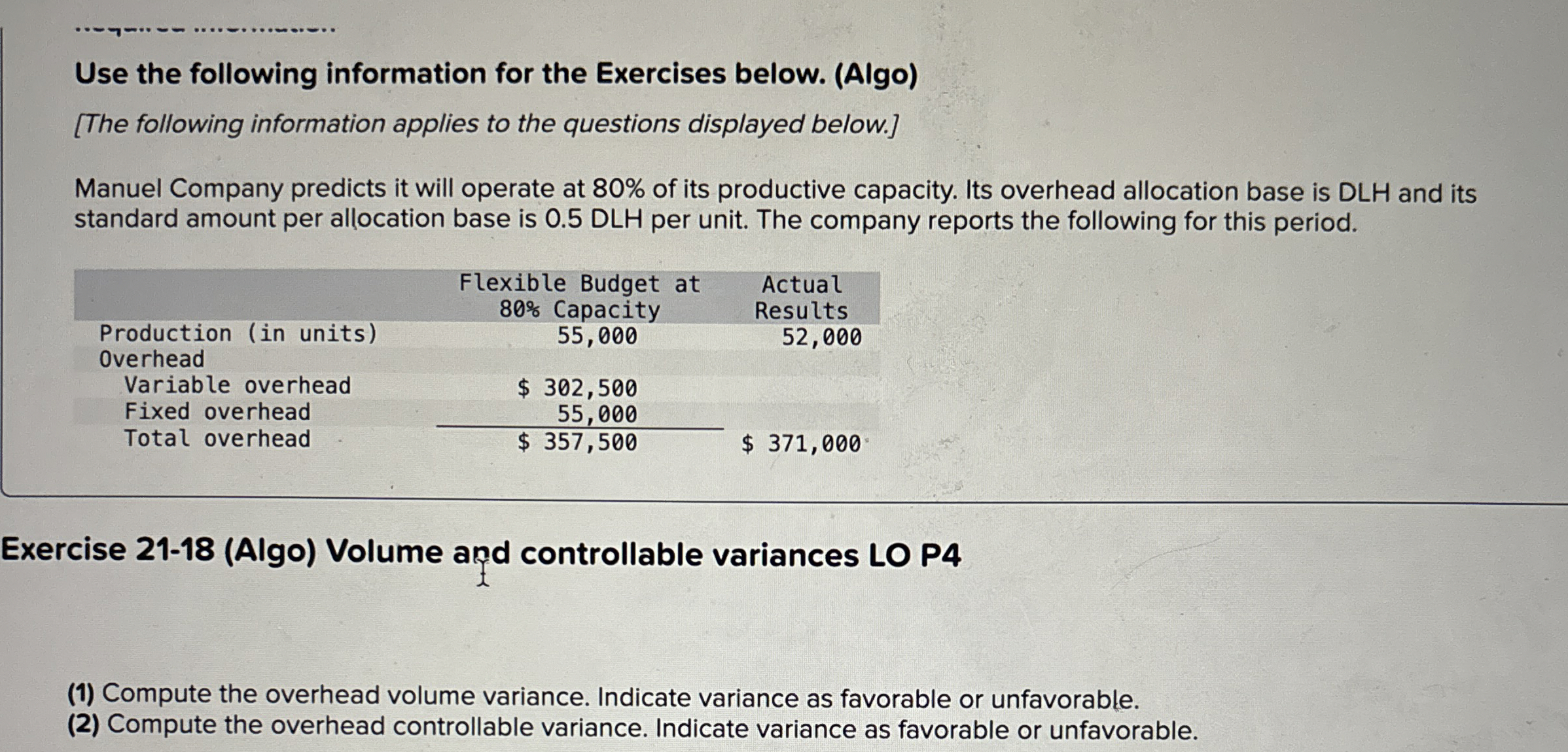 Solved Use the following information for the Exercises | Chegg.com