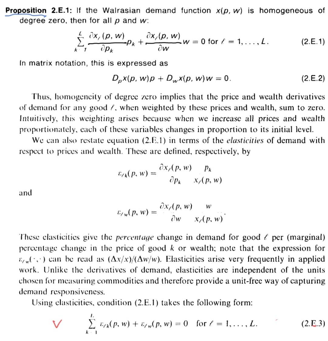 Solved Proposition 2.E.1: If the Walrasian demand function | Chegg.com