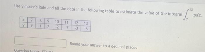 Solved Use Simpson's Rule and all the data in the following | Chegg.com