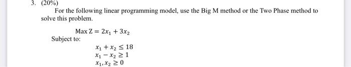 Solved For the following linear programming model, use the | Chegg.com