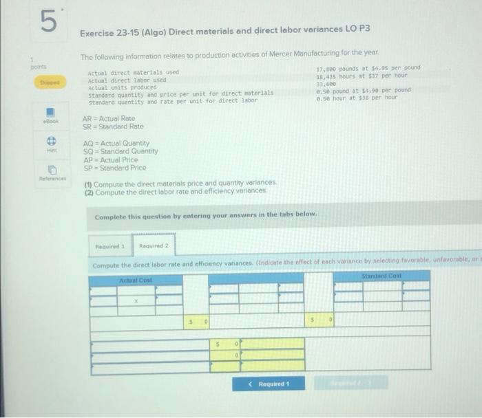 Solved Exercise 23-15 (Algo) Direct Materials And Direct | Chegg.com